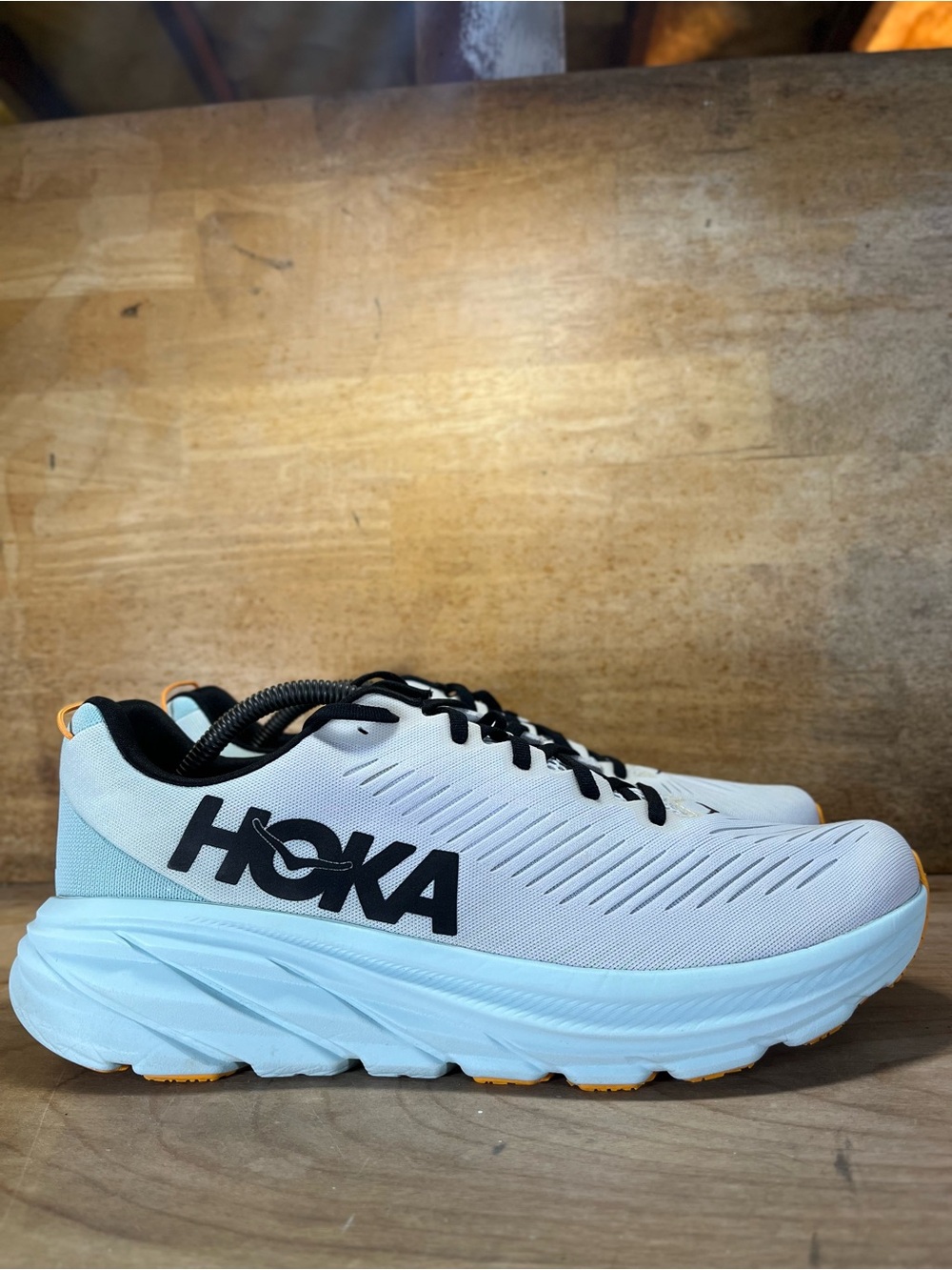 Hoka One One Rincon 3 Mens Size 11 Running Shoes Sneakers White/Blue Glass